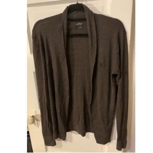 All Saints Brown Merino Wool Open Front Cardigan